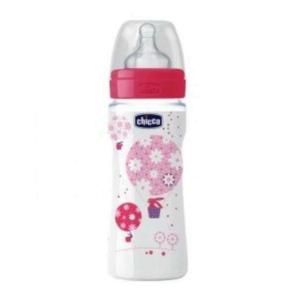 6975508-Chicco Benessere Biberão Silicone Rosa 4M+  330ml-Higiluxonline.pt