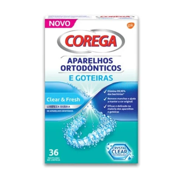 6651620 Corega Orthodont Pastilhas de Limpeza para Goteiras e Aparelhos 36 Unidades