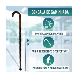 Ortomaia Bengala de Madeira com Punho Curto