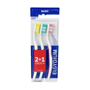 Elgydium Basic Escovas de Dentes Suaves Pack 2+1